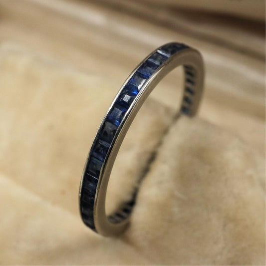 Art Deco Sapphire Platinum Eternity Band Ring