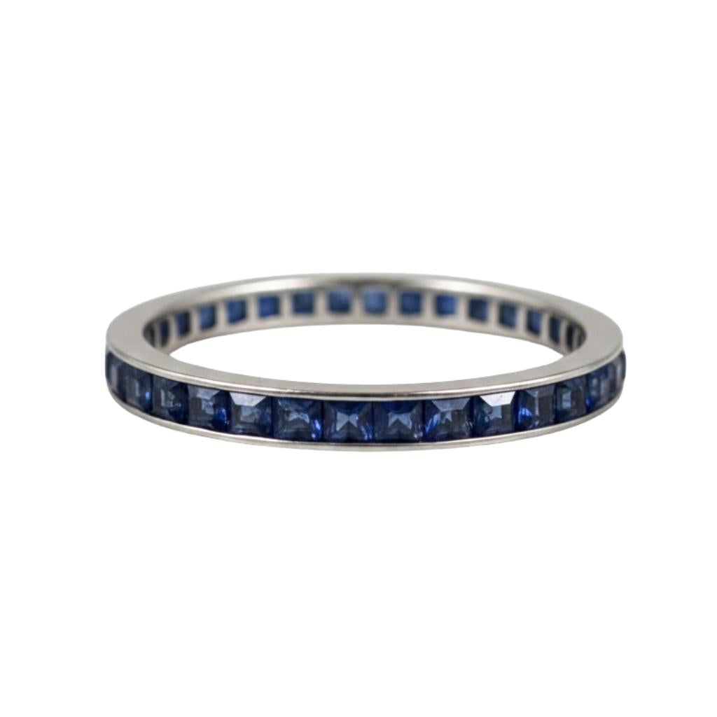 Art Deco Sapphire Platinum Eternity Band Ring