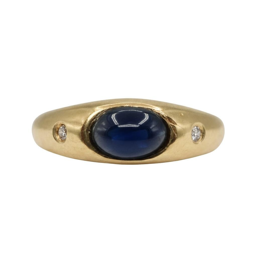 Vintage Sapphire Diamond 18k Yellow Gold Ring