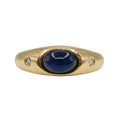 Vintage Sapphire Diamond 18k Yellow Gold Ring