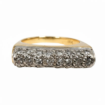 Vintage Diamond 14k Two Tone Bar Ring