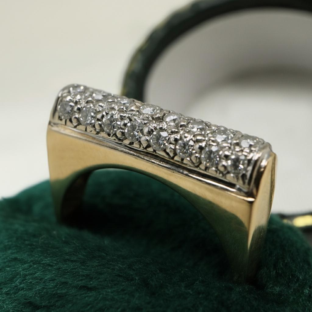 Vintage Diamond 14k Two Tone Bar Ring
