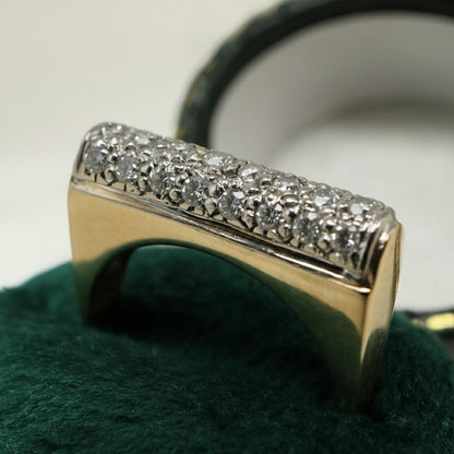 Vintage Diamond 14k Two Tone Bar Ring