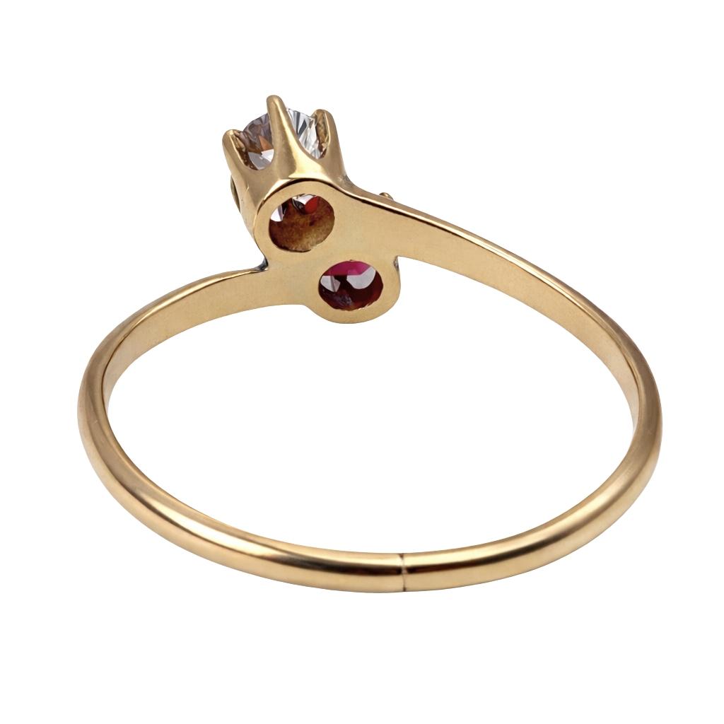 Ruby Diamond 14k Yellow Gold Toi Et Moi Ring