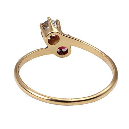 Ruby Diamond 14k Yellow Gold Toi Et Moi Ring
