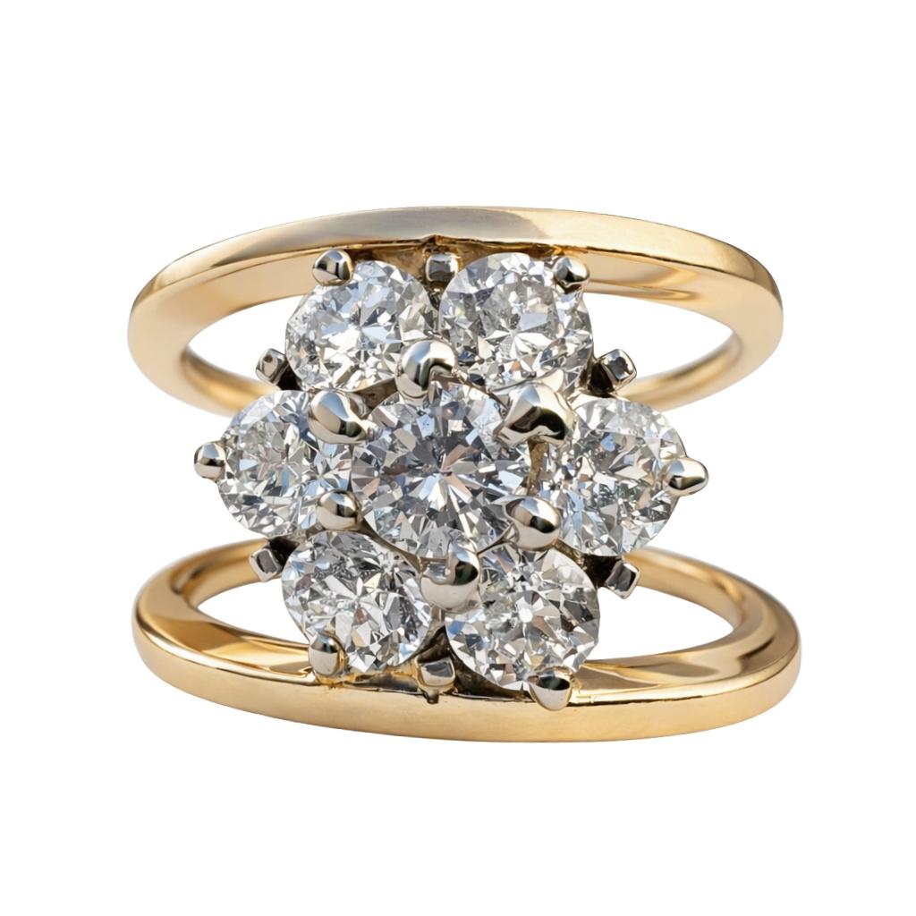 Vintage Diamond 14k Gold Flower Ring