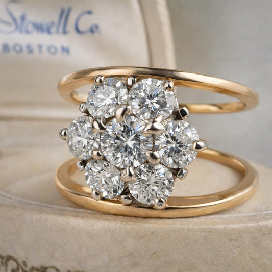 Vintage Diamond 14k Gold Flower Ring