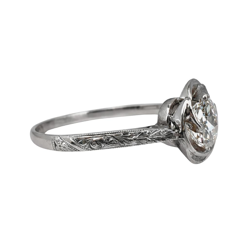 Art Deco Diamond Platinum Rose Engagement Ring
