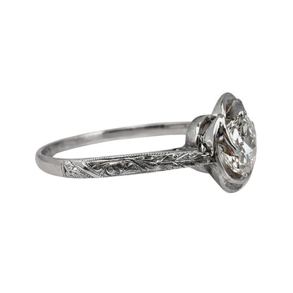Art Deco Diamond Platinum Rose Engagement Ring