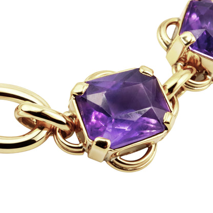 Retro Dutch Amethyst 14k Yellow Gold Bracelet