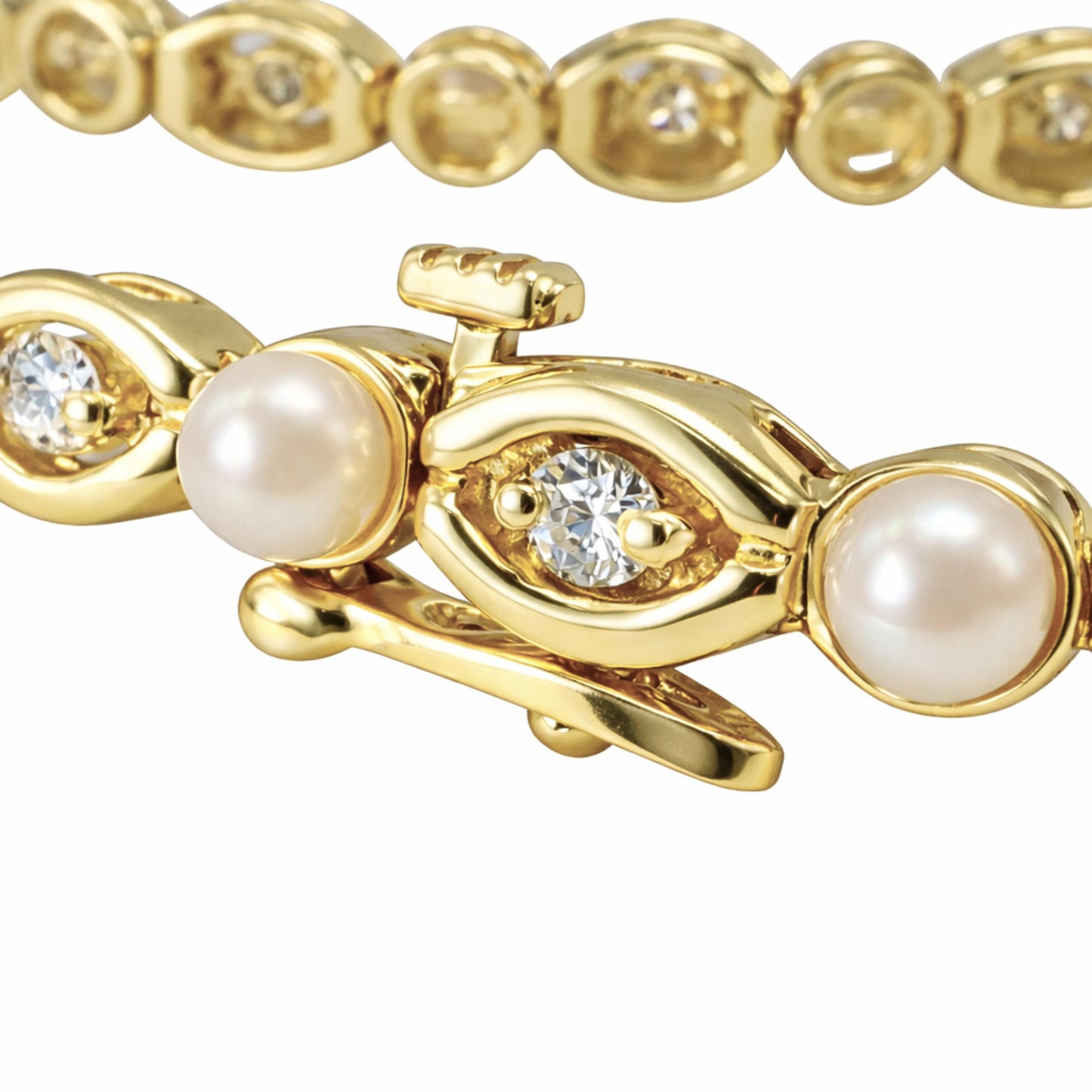 Vintage Pearl Diamond Yellow Gold Bracelet