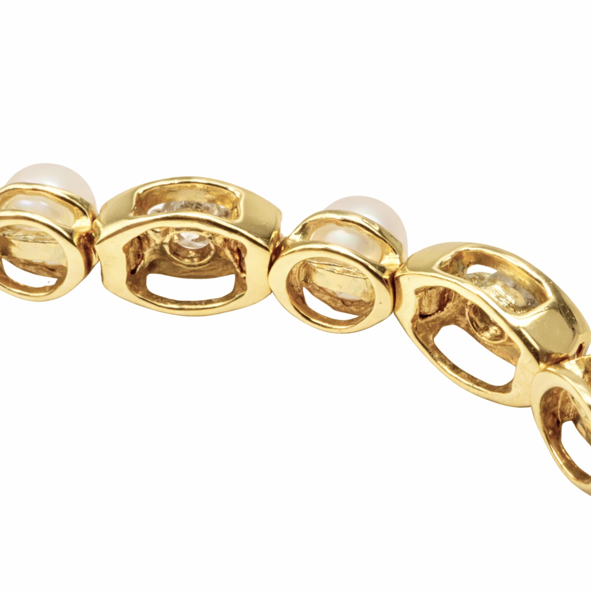 Vintage Pearl Diamond Yellow Gold Bracelet