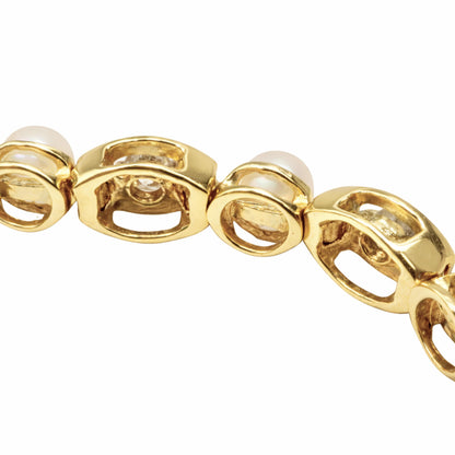 Vintage Pearl Diamond Yellow Gold Bracelet