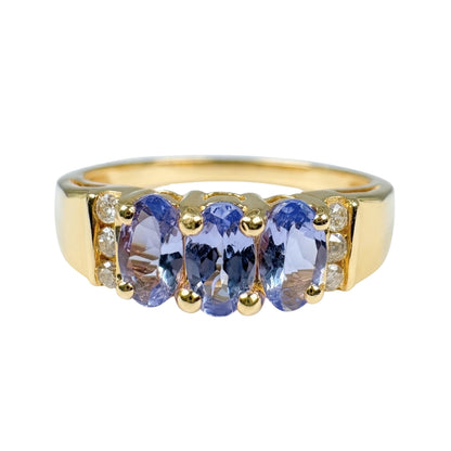 Vintage Tanzanite Diamond 14k Yellow Gold Ring