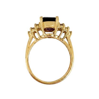 Vintage Spinel Diamond 14k Yellow Gold Ring