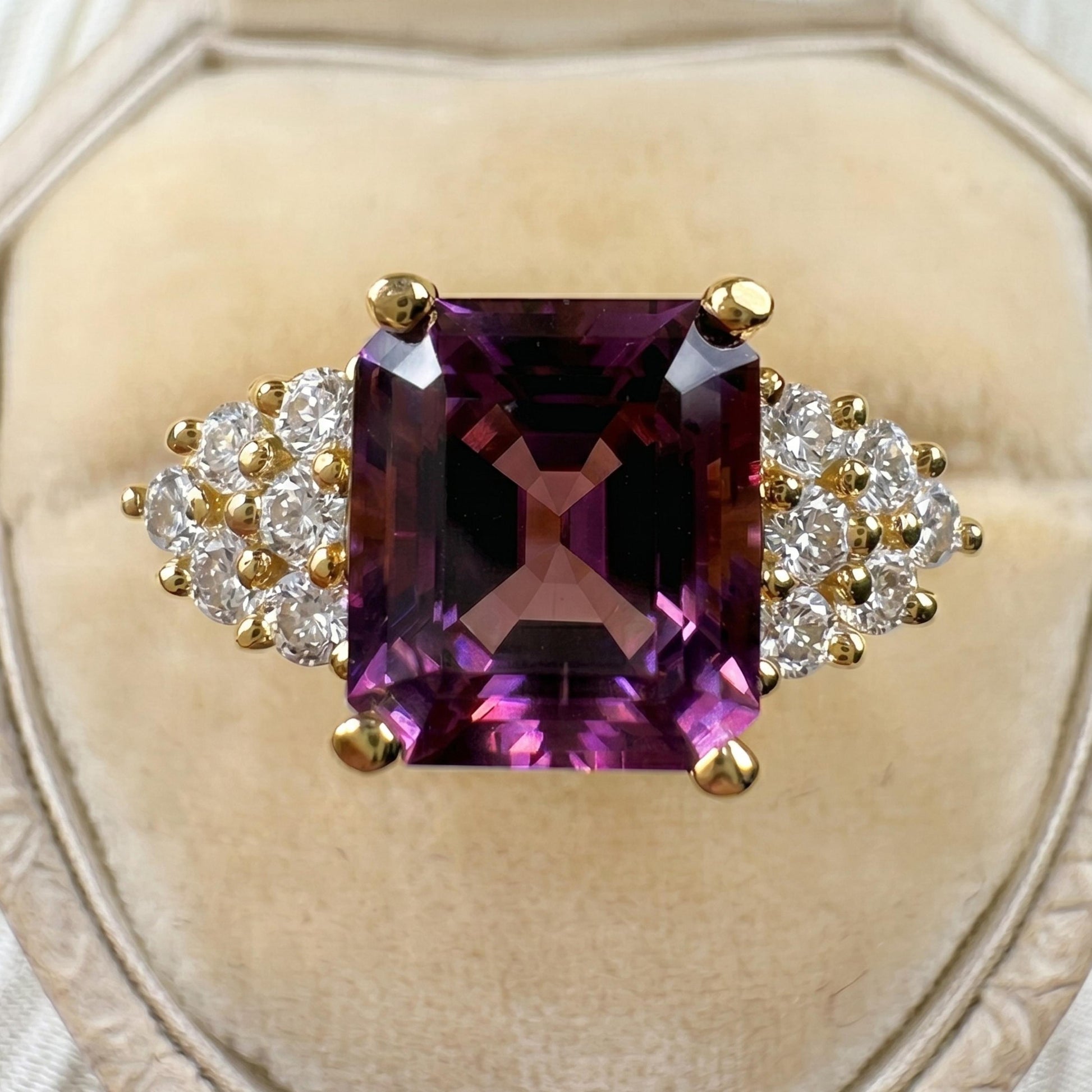 Vintage Spinel Diamond 14k Yellow Gold Ring