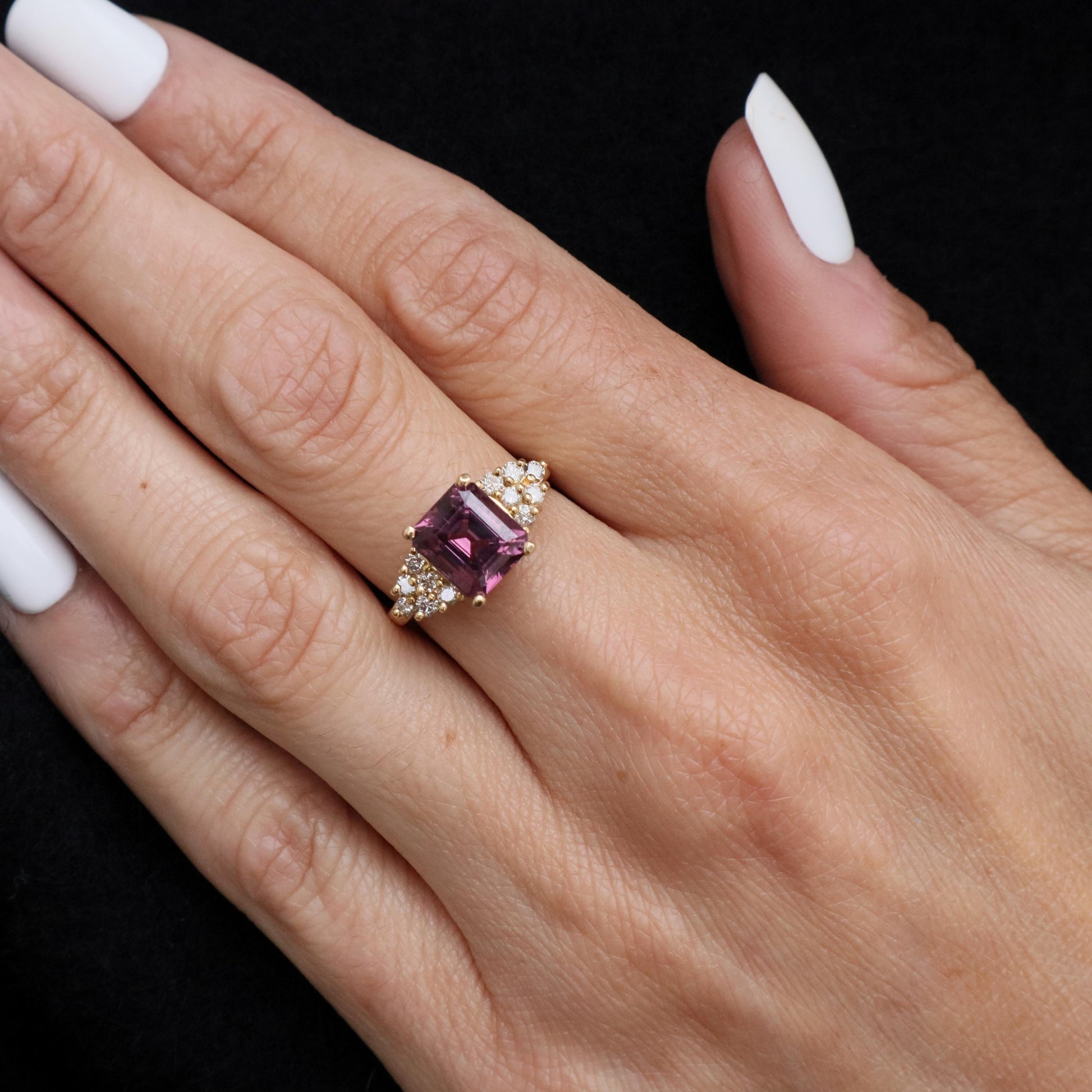 Vintage Spinel Diamond 14k Yellow Gold Ring