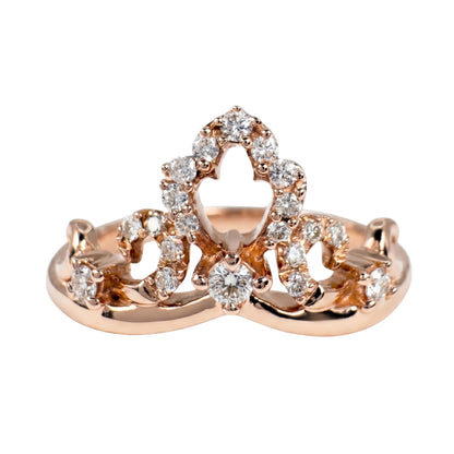 Contemporary Diamond 14k Rose Gold Tiara Ring