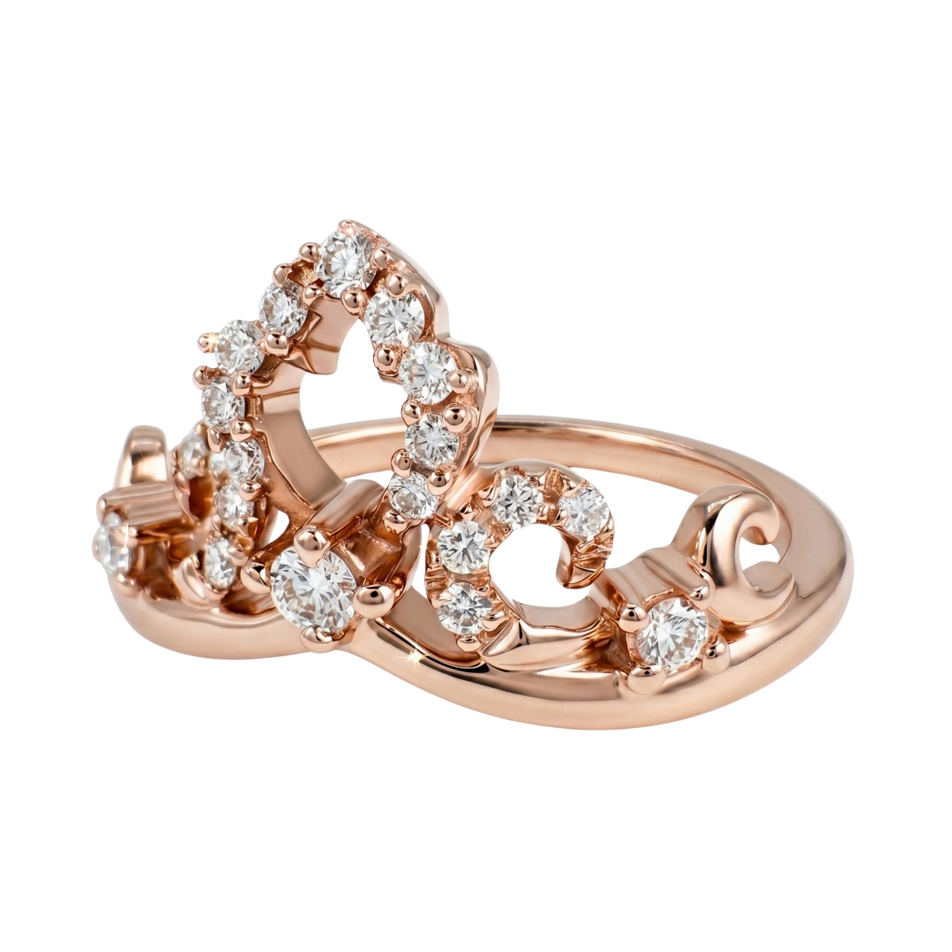 Contemporary Diamond 14k Rose Gold Tiara Ring