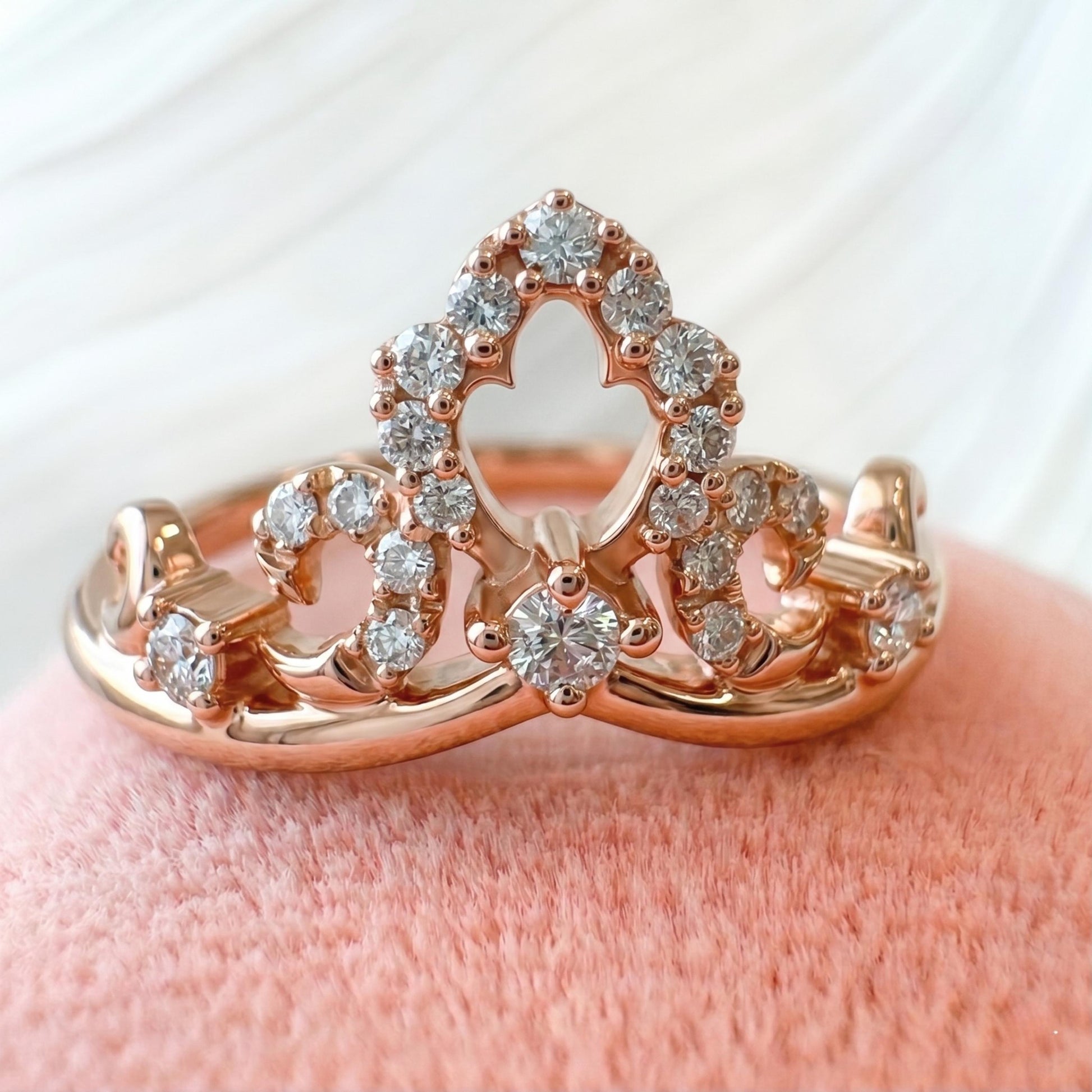 Contemporary Diamond 14k Rose Gold Tiara Ring