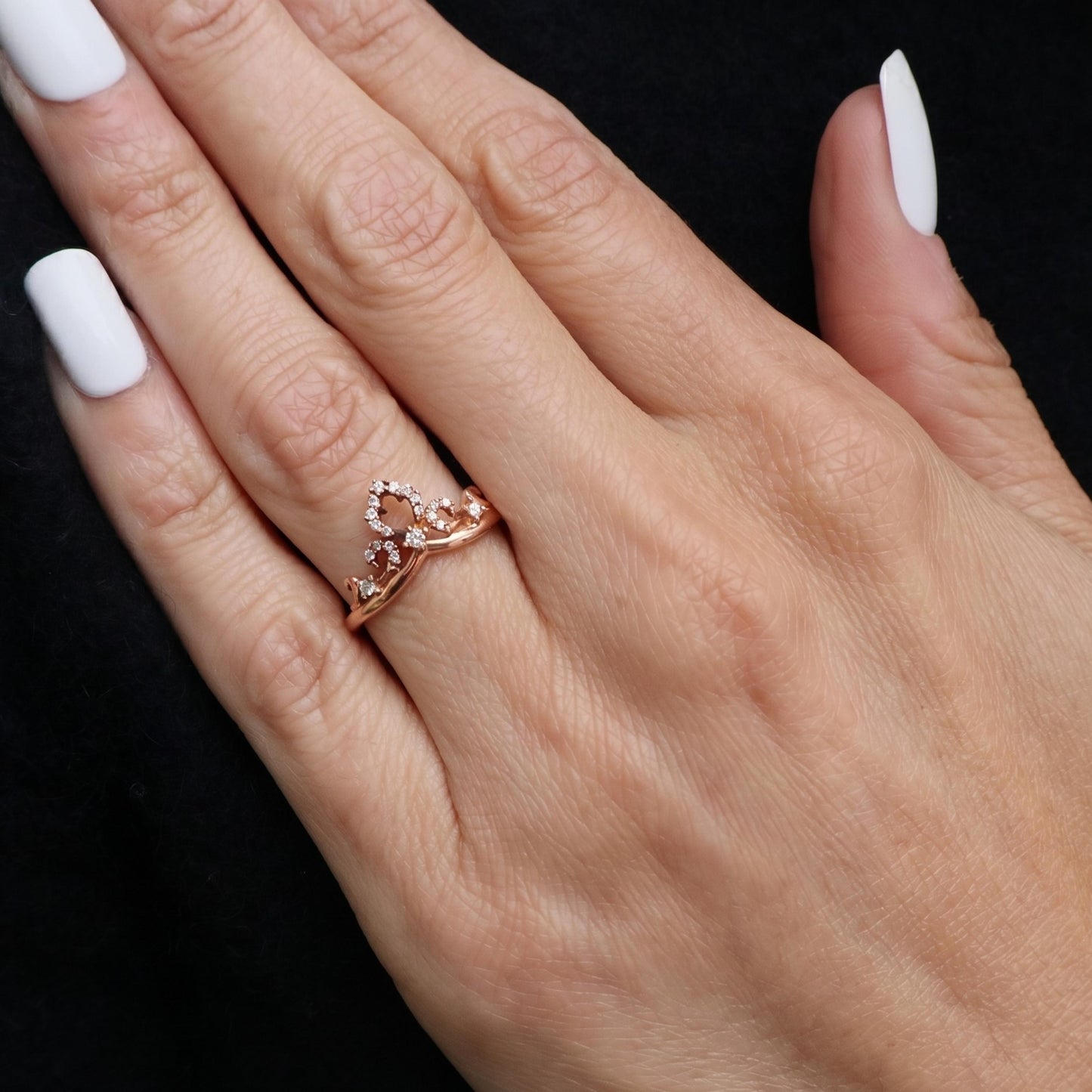 Contemporary Diamond 14k Rose Gold Tiara Ring