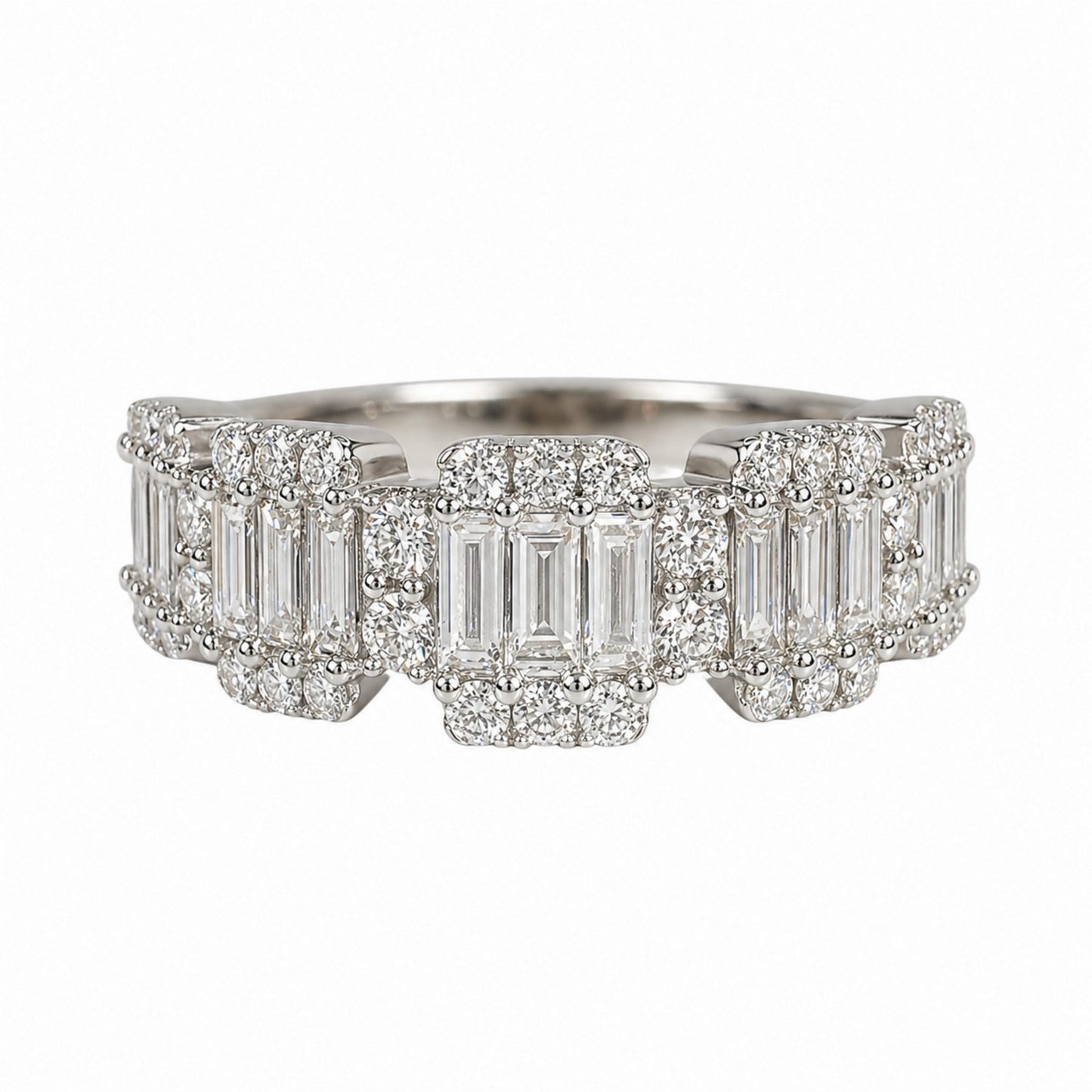 Vintage Diamond 14k White Gold Illusion Band Ring