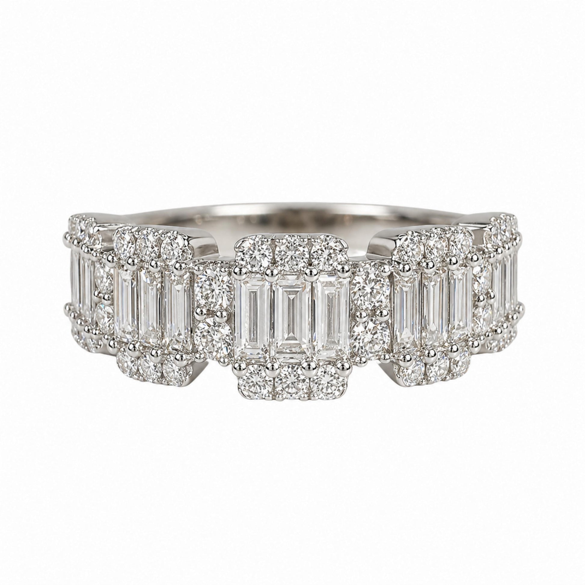 Vintage Diamond 14k White Gold Illusion Band Ring