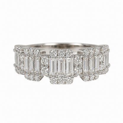 Vintage Diamond 14k White Gold Illusion Band Ring