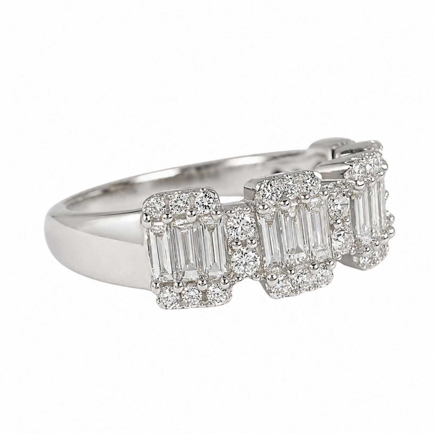 Vintage Diamond 14k White Gold Illusion Band Ring