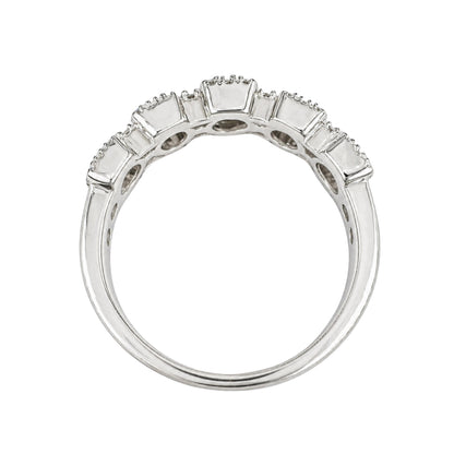 Vintage Diamond 14k White Gold Illusion Band Ring