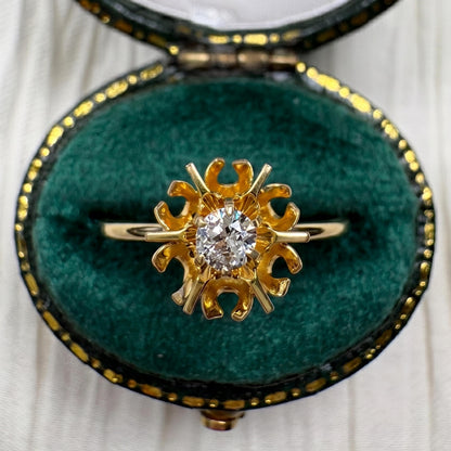 Victorian Diamond 10k Yellow Gold Stick Pin Ring