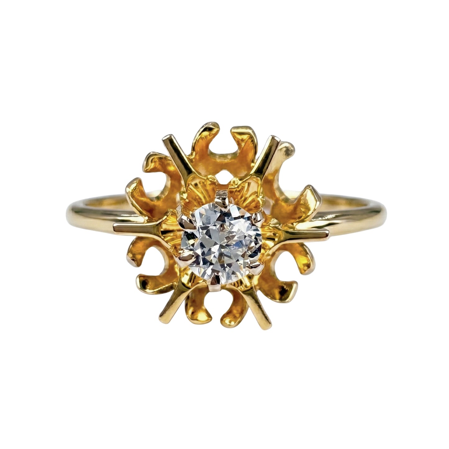 Victorian Diamond 10k Yellow Gold Stick Pin Ring
