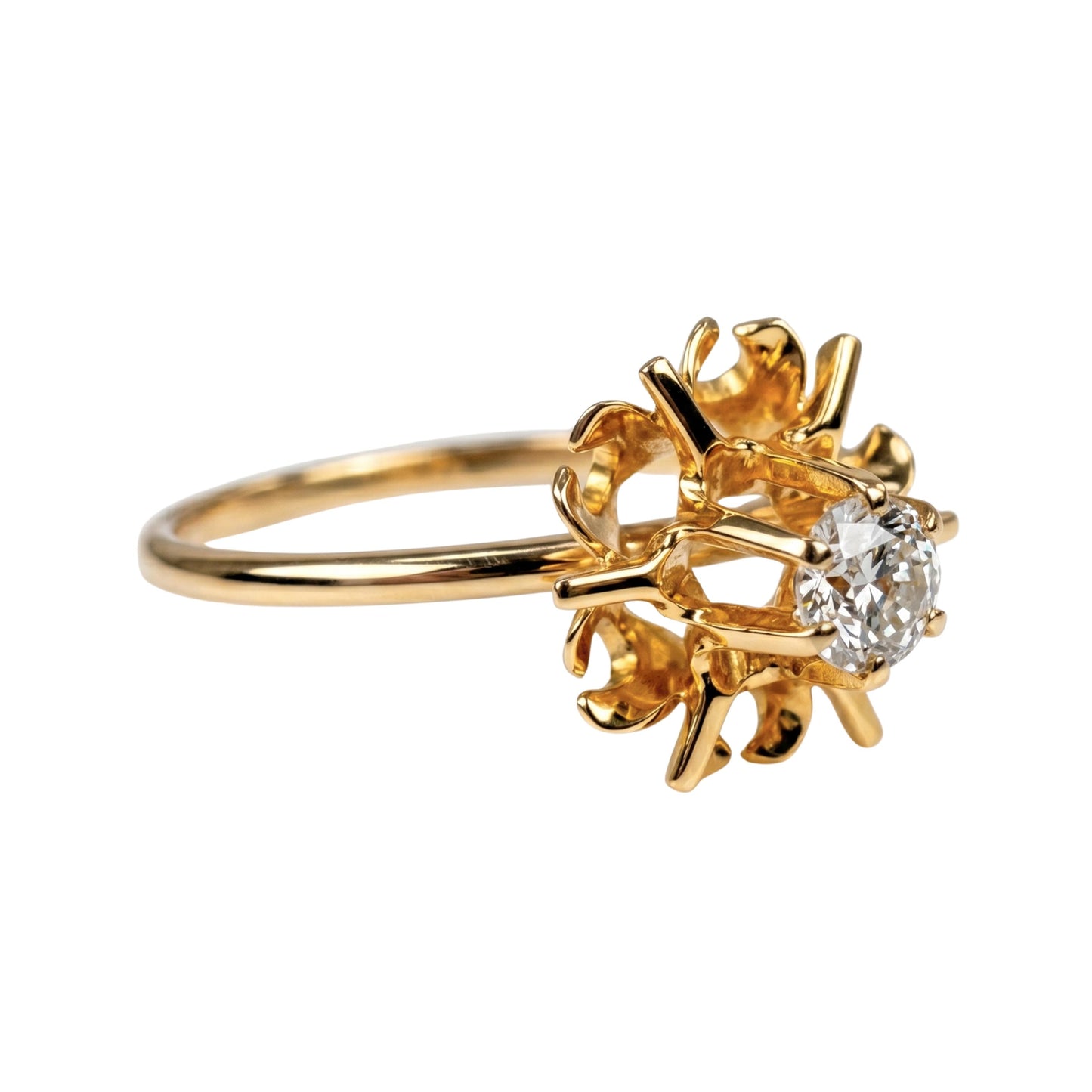 Victorian Diamond 10k Yellow Gold Stick Pin Ring