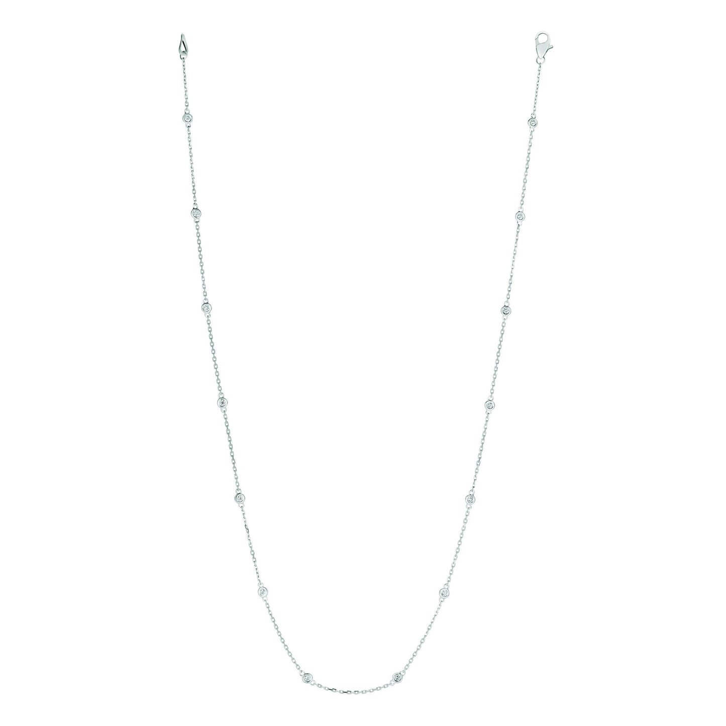 Contemporary Diamond 14k White Gold Station Necklace