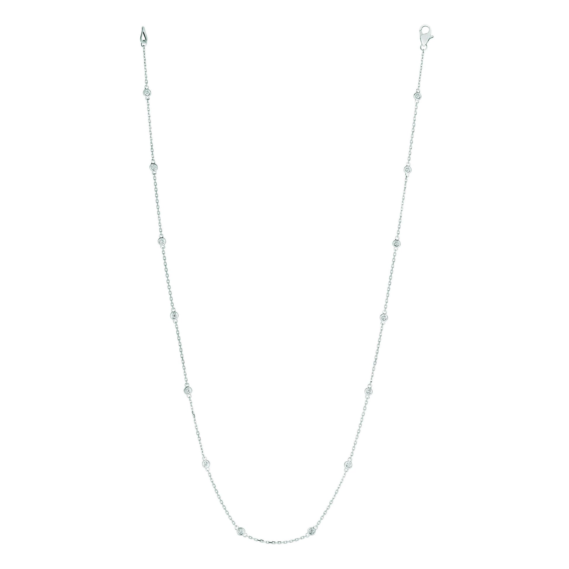 Contemporary Diamond 14k White Gold Station Necklace
