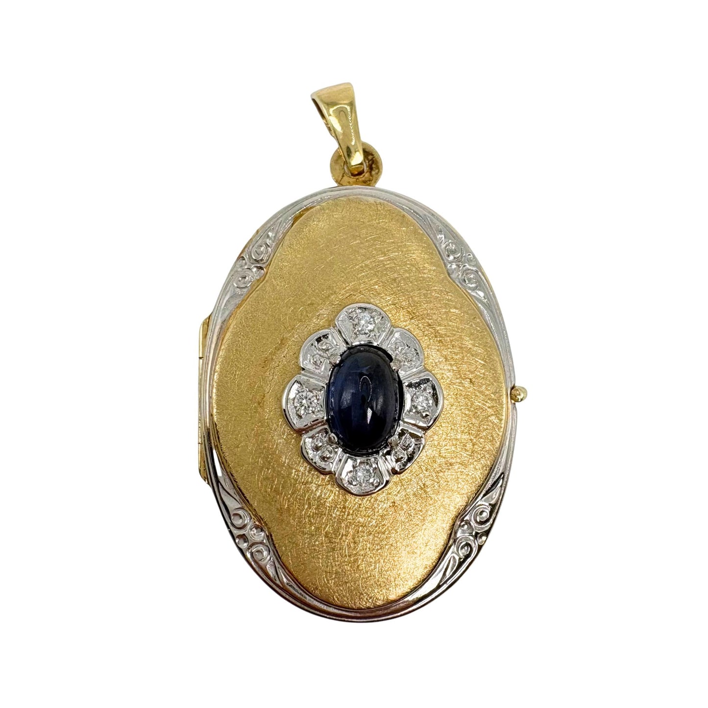 Vintage Polish Sapphire Diamond 14k Gold Locket