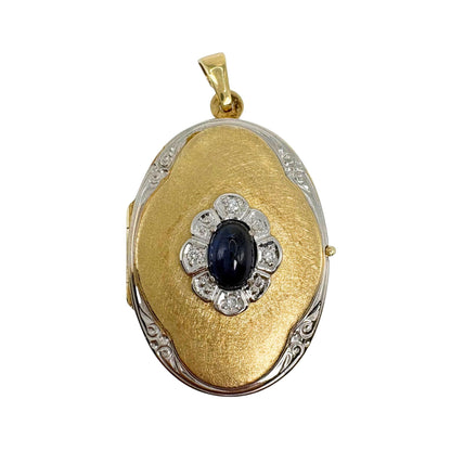 Vintage Polish Sapphire Diamond 14k Gold Locket