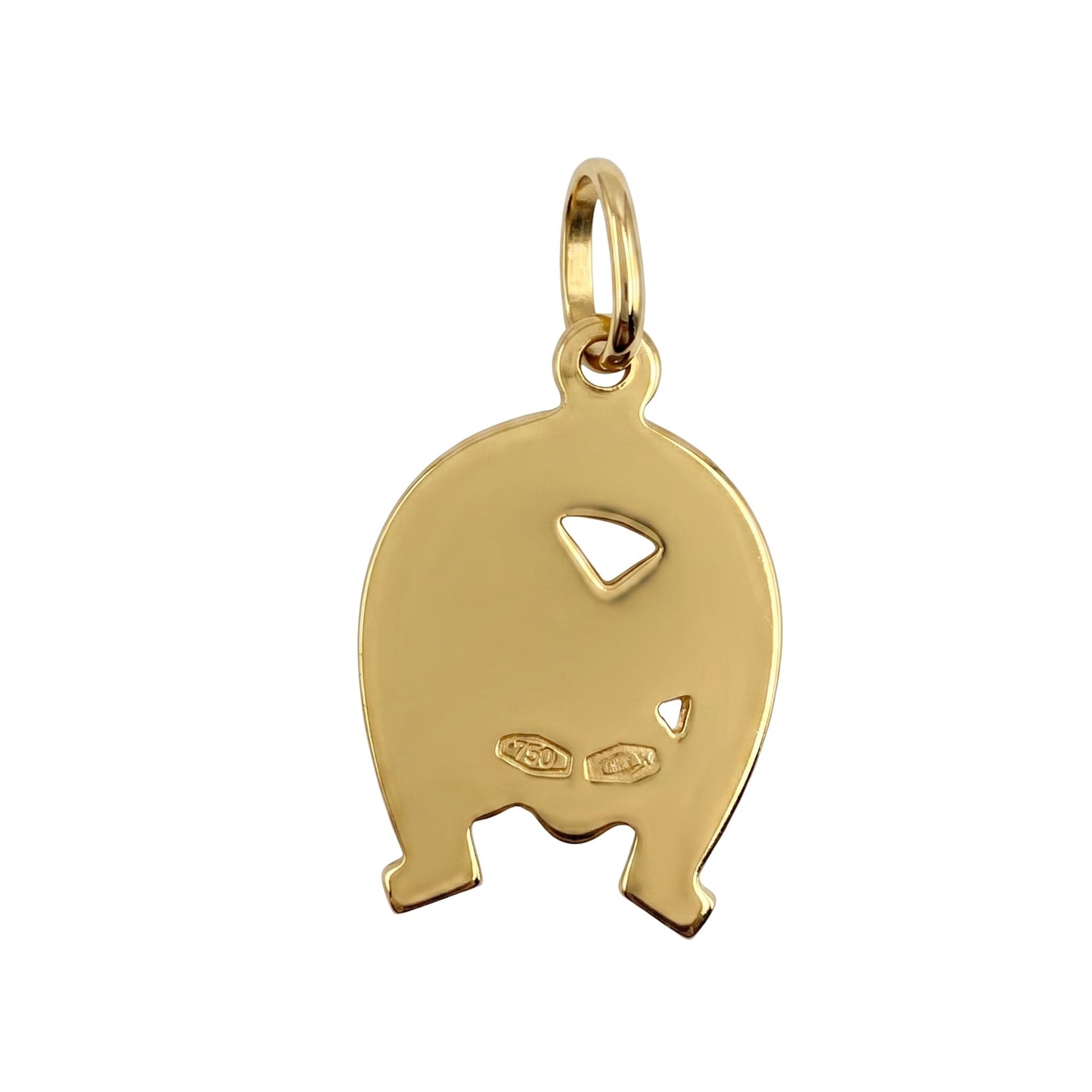Vintage Italian 18k Yellow Gold Horseshoe Flower Charm