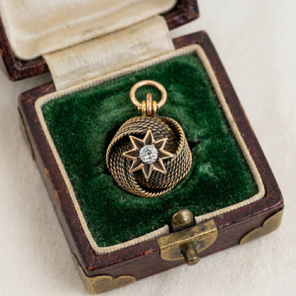 Victorian Diamond 18k Yellow Gold Love Knot Charm