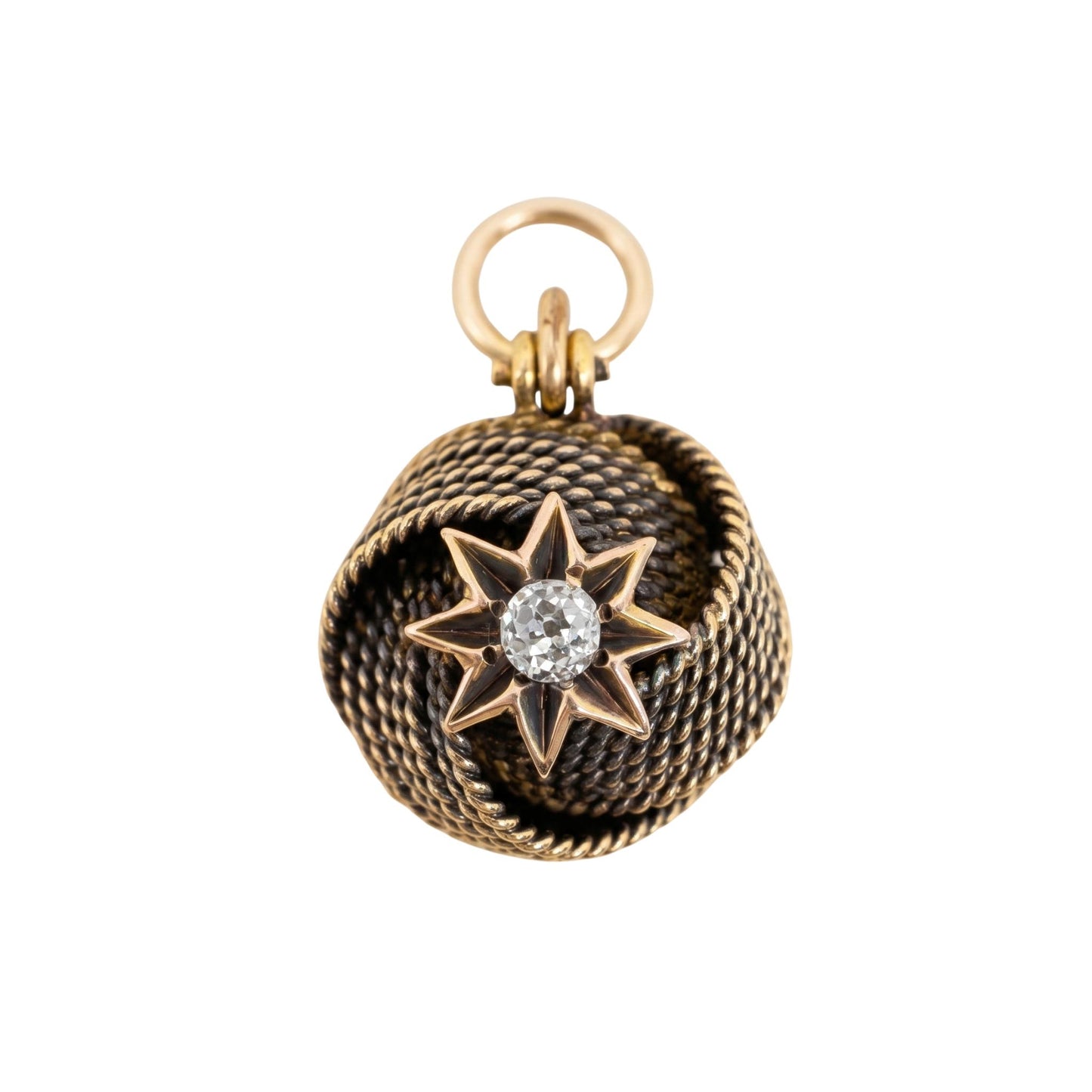 Victorian Diamond 18k Yellow Gold Love Knot Charm
