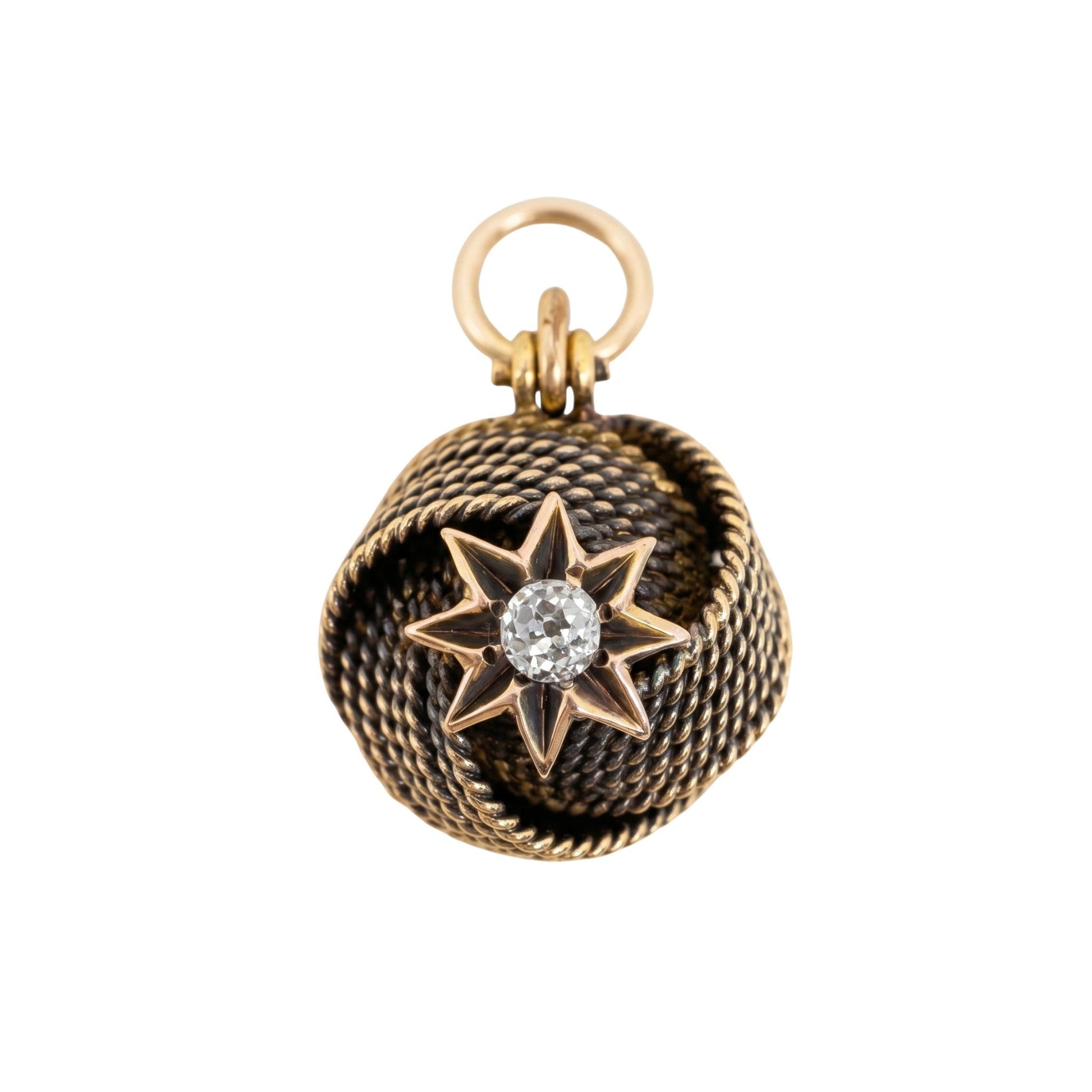Victorian Diamond 18k Yellow Gold Love Knot Charm