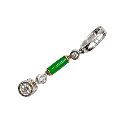 Antique Diamond Green Enamel Platinum Enhancer Pendant