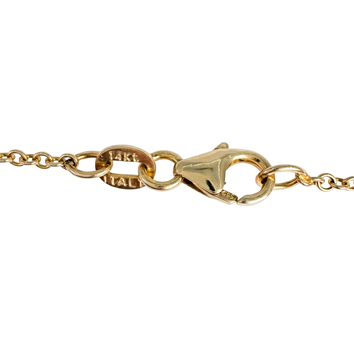 Vintage Italian Diamond 14k Yellow Gold Bezel Pendant Necklace
