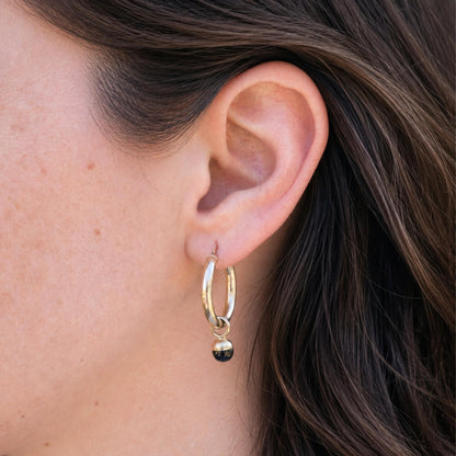 Vintage Onyx 14k Yellow Gold Convertible Hoops