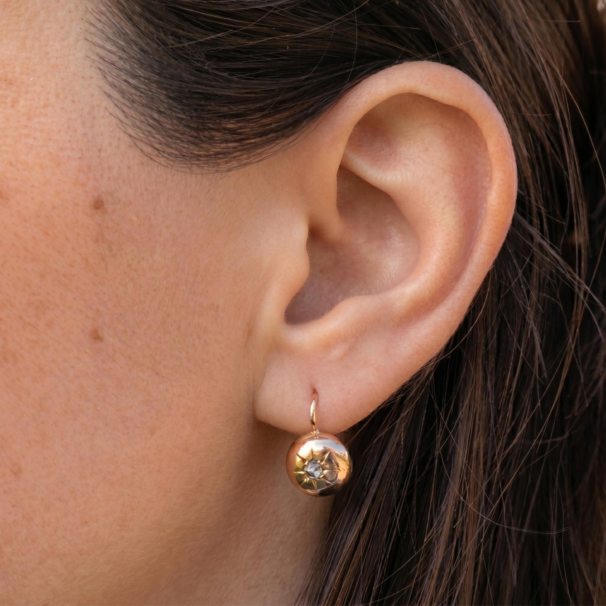 Victorian Diamond 18k Antique Gold Star Earrings