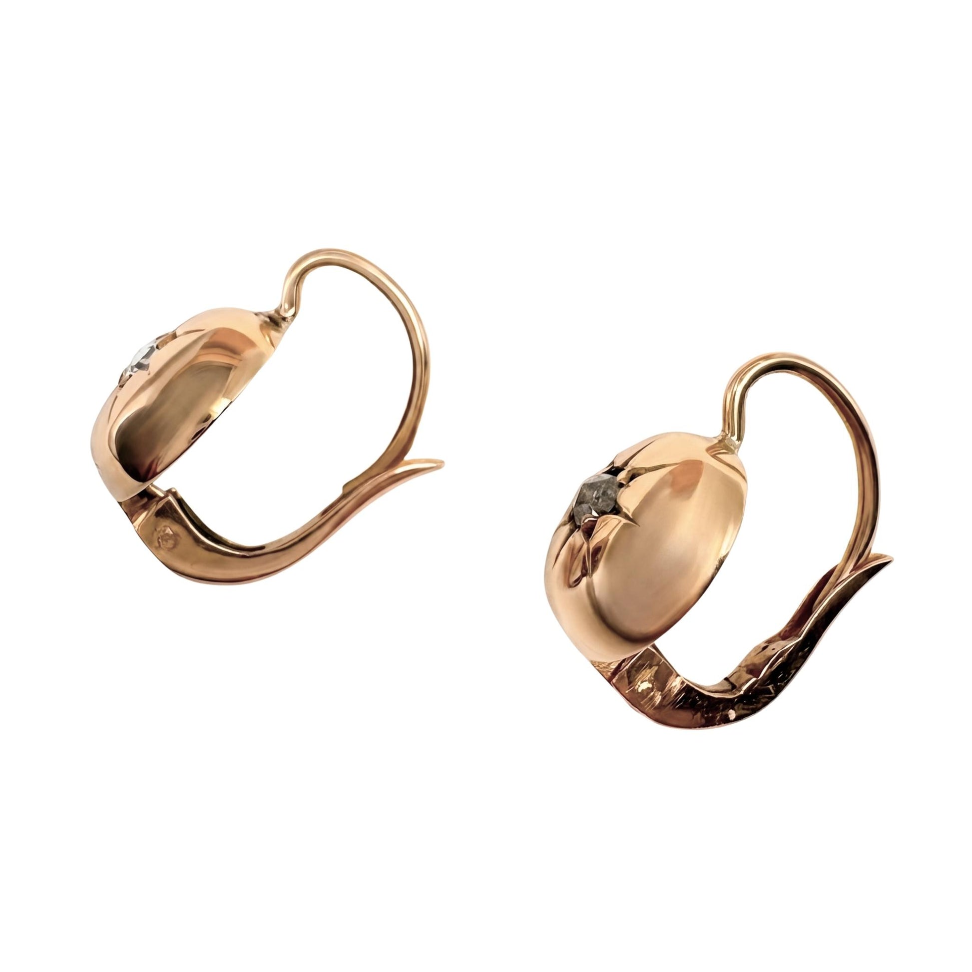 Victorian Diamond 18k Antique Gold Star Earrings