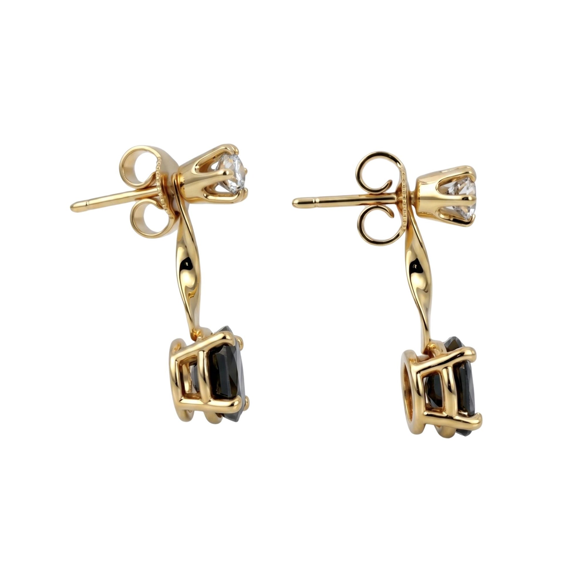 Vintage Sapphire Diamond 14k Yellow Gold Convertible Earrings