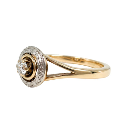 Art Deco Diamond 14k Platinum Target Ring