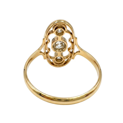 Antique Diamond 18k Platinum Three Stone Dinner Ring
