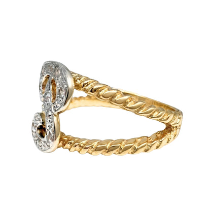 Vintage Diamond 14k Gold P Initial Ring